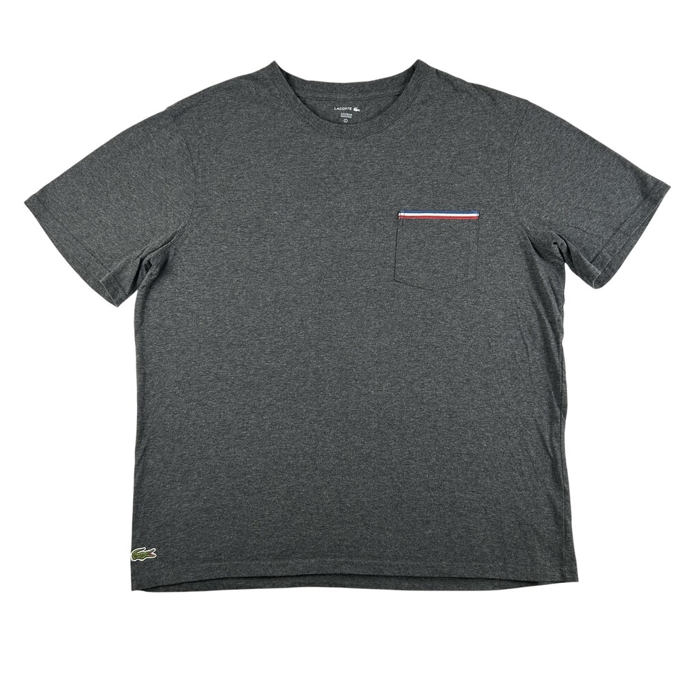 Lacoste Pajama Top Mens Large Gray Short Sleeve Pocket Tee Logo Lounge